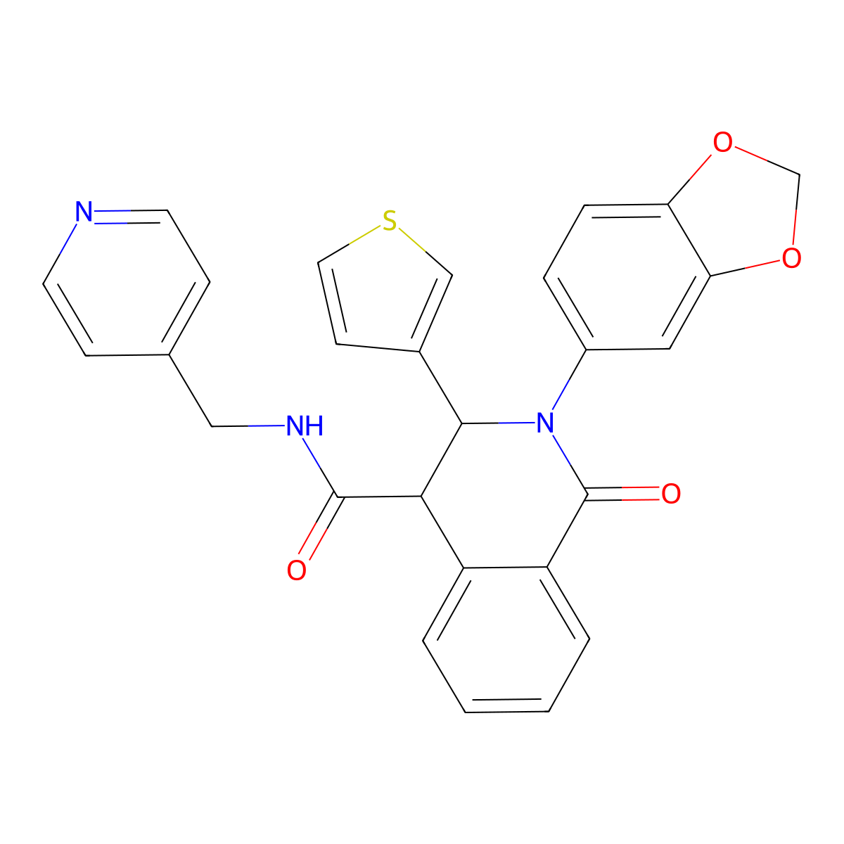 2-(1,3-benzodioxol-5-yl)-1-oxo-N-(pyridin-4-ylmethyl)-3-thiophen-3-yl-3,4-dihydroisoquinoline-4-carboxamide molecular structure, CAS 1023500-67-5