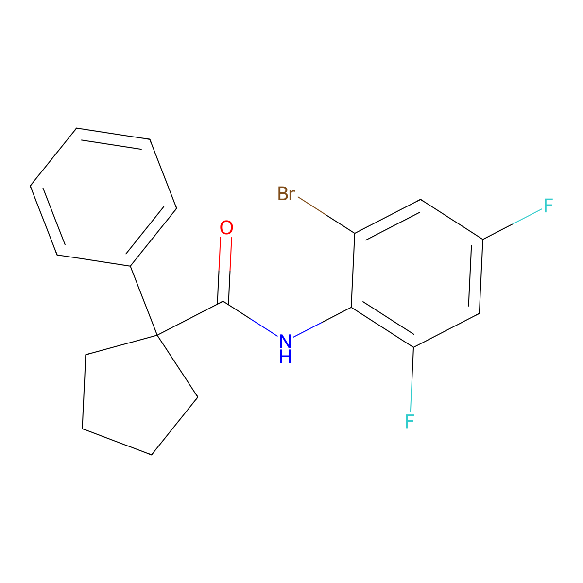 N-(2-bromo-4,6-difluorophenyl)-1-phenylcyclopentane-1-carboxamide molecular structure, CAS 1023500-95-9