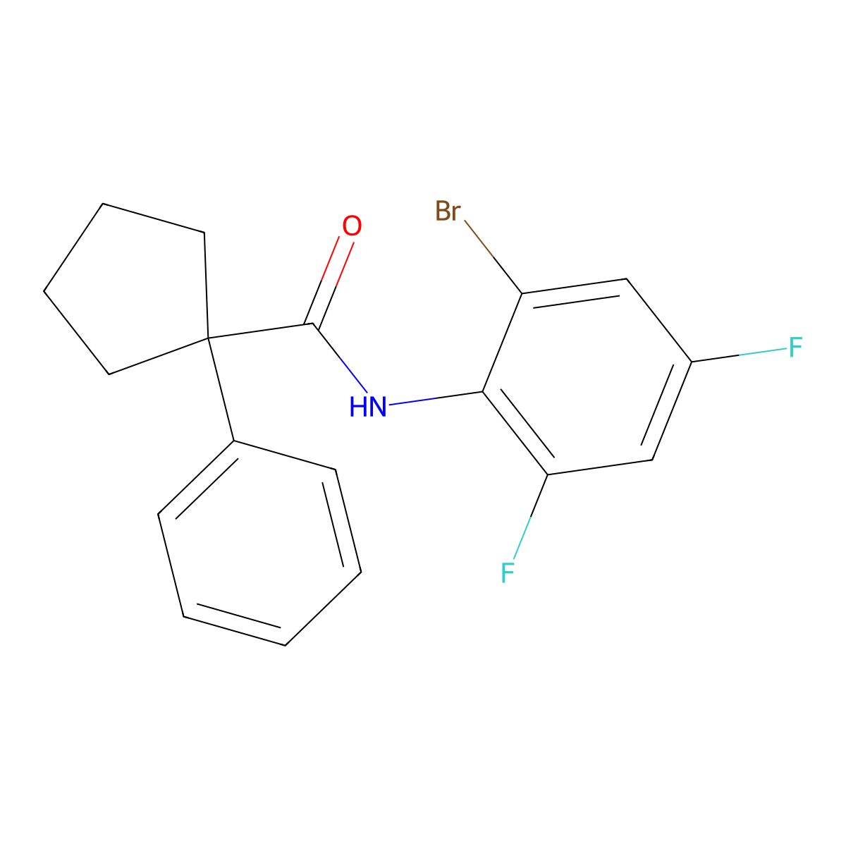 N-(2-bromo-4,6-difluorophenyl)-1-phenylcyclopentane-1-carboxamide molecular structure, CAS 1023500-95-9