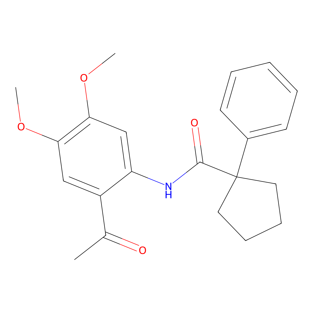 N-(2-acetyl-4,5-dimethoxyphenyl)-1-phenylcyclopentane-1-carboxamide molecular structure, CAS 1023501-99-6