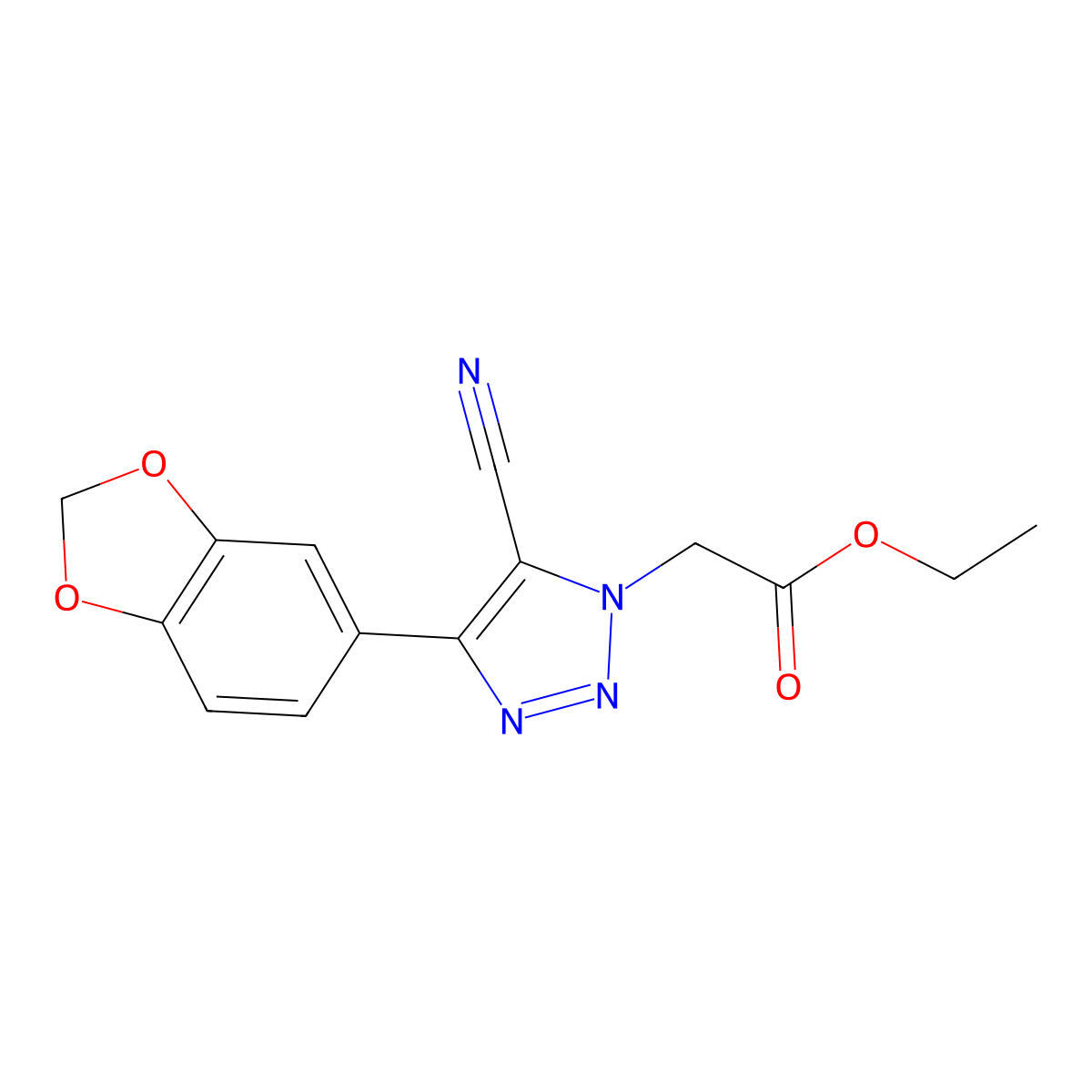 Ethyl 2-[4-(1,3-benzodioxol-5-yl)-5-cyanotriazol-1-yl]acetate molecular structure, CAS 1023502-19-3