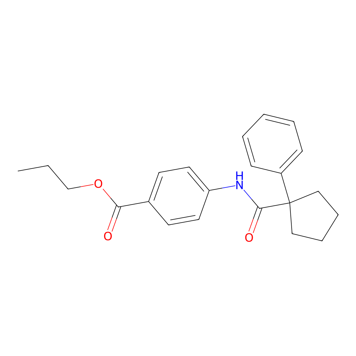 Propyl 4-((phenylcyclopentyl)carbonylamino)benzoate molecular structure, CAS 1023502-27-3