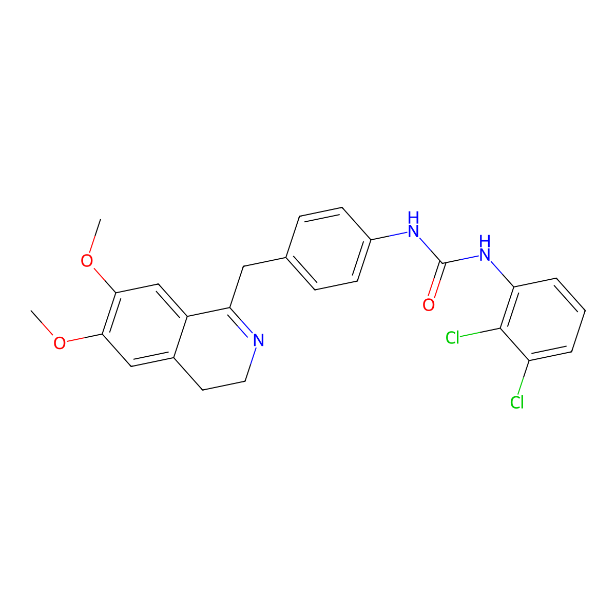 1-(2,3-Dichlorophenyl)-3-[4-[(6,7-dimethoxy-3,4-dihydroisoquinolin-1-yl)methyl]phenyl]urea molecular structure, CAS 1023504-62-2