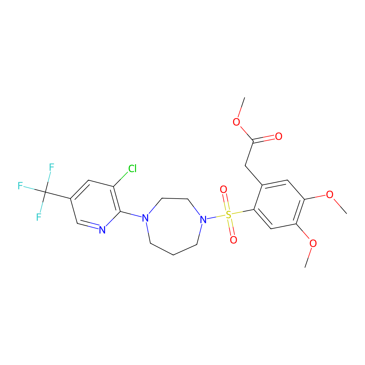 Methyl 2-[2-[[4-[3-chloro-5-(trifluoromethyl)pyridin-2-yl]-1,4-diazepan-1-yl]sulfonyl]-4,5-dimethoxyphenyl]acetate molecular structure, CAS 1023505-87-4