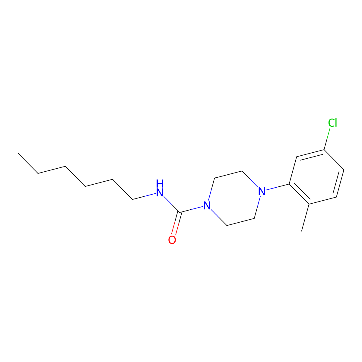 4-(5-chloro-2-methylphenyl)-N-hexylpiperazine-1-carboxamide molecular structure, CAS 1023506-67-3