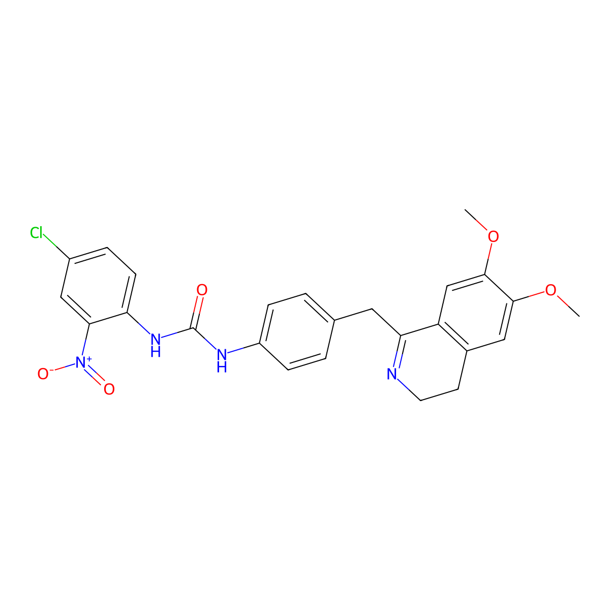 1-(4-Chloro-2-nitrophenyl)-3-[4-[(6,7-dimethoxy-3,4-dihydroisoquinolin-1-yl)methyl]phenyl]urea molecular structure, CAS 1023509-17-2