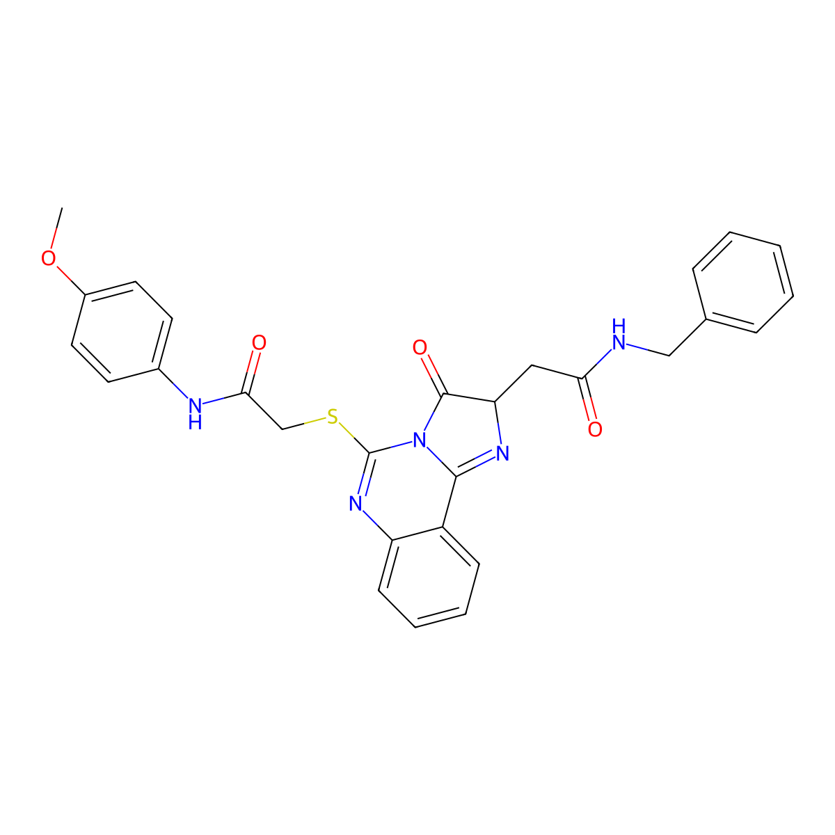 N-benzyl-2-[5-[2-(4-methoxyanilino)-2-oxoethyl]sulfanyl-3-oxo-2H-imidazo[1,2-c]quinazolin-2-yl]acetamide molecular structure, CAS 1023509-27-4