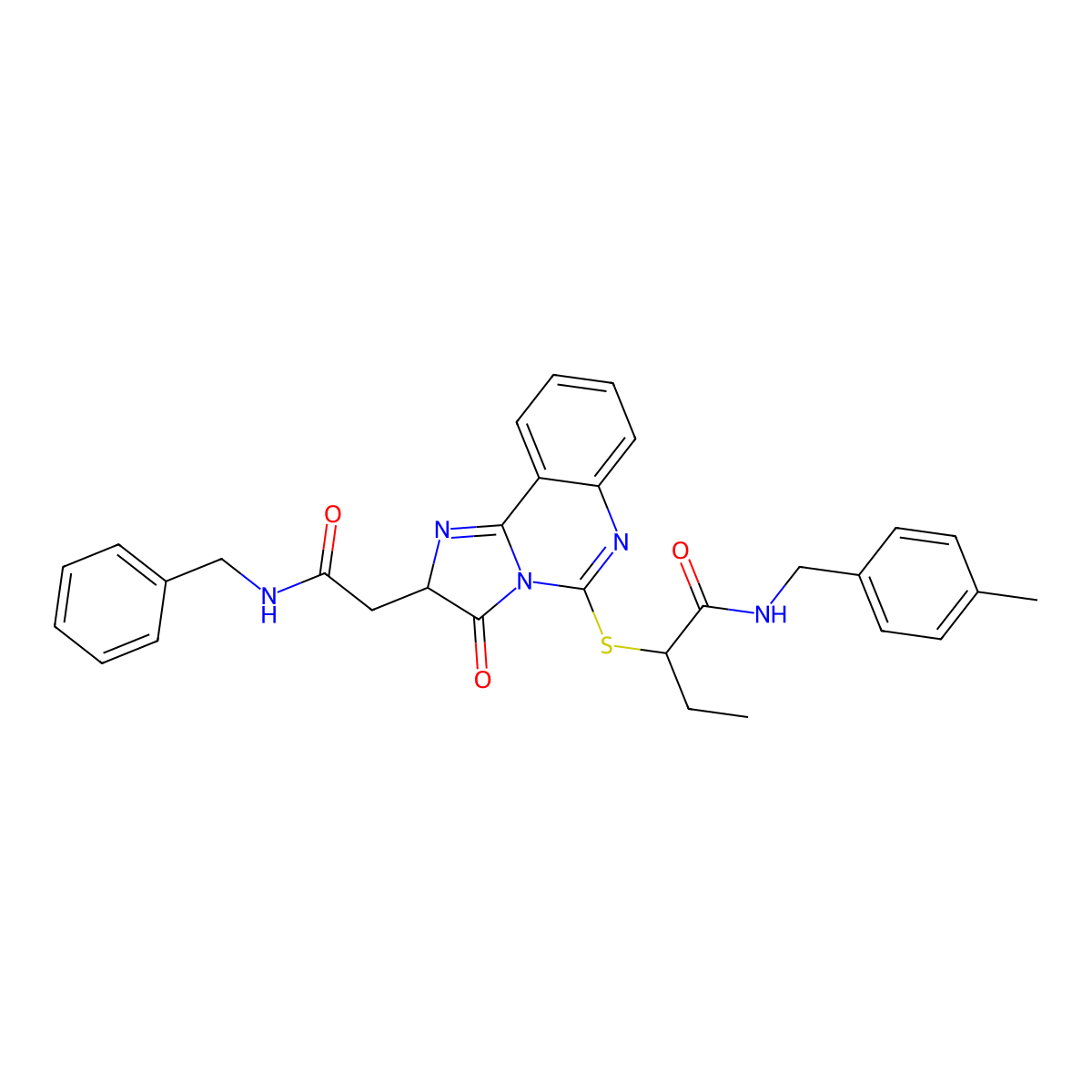 2-[[2-[2-(benzylamino)-2-oxoethyl]-3-oxo-2H-imidazo[1,2-c]quinazolin-5-yl]sulfanyl]-N-[(4-methylphenyl)methyl]butanamide molecular structure, CAS 1023509-37-6