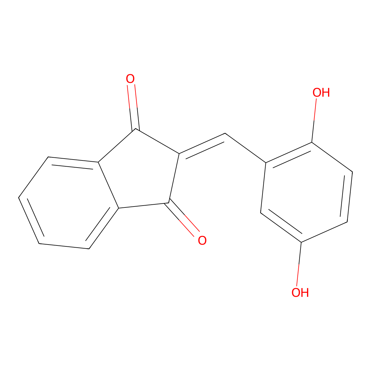 2-((2,5-Dihydroxyphenyl)methylene)indane-1,3-dione molecular structure, CAS 1023509-67-2