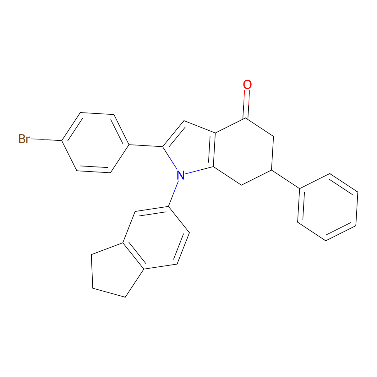 2-(4-Bromophenyl)-1-indan-5-YL-6-phenyl-5,6,7-trihydroindol-4-one molecular structure, CAS 1023510-74-8