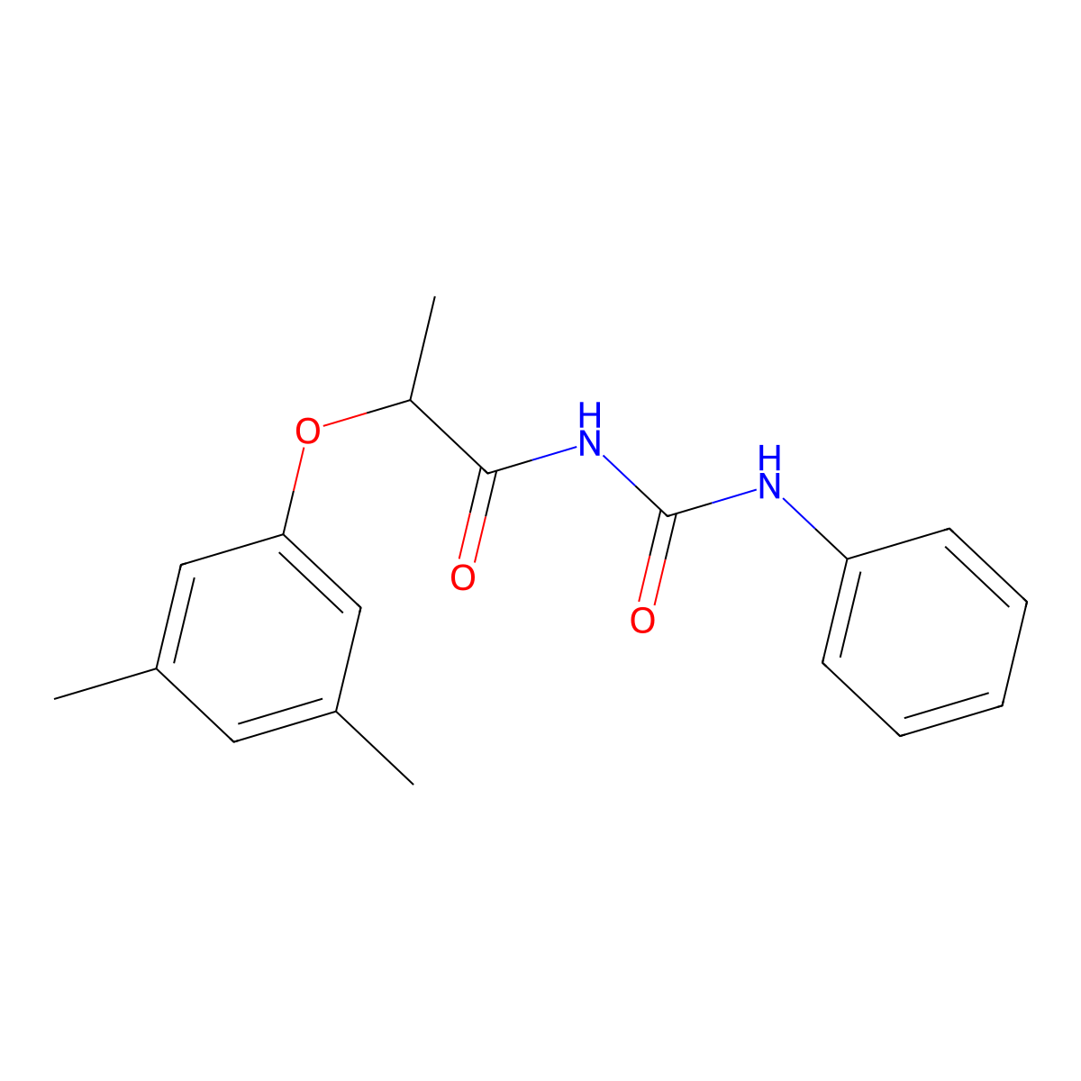 2-(3,5-dimethylphenoxy)-N-(phenylcarbamoyl)propanamide molecular structure, CAS 1023510-94-2