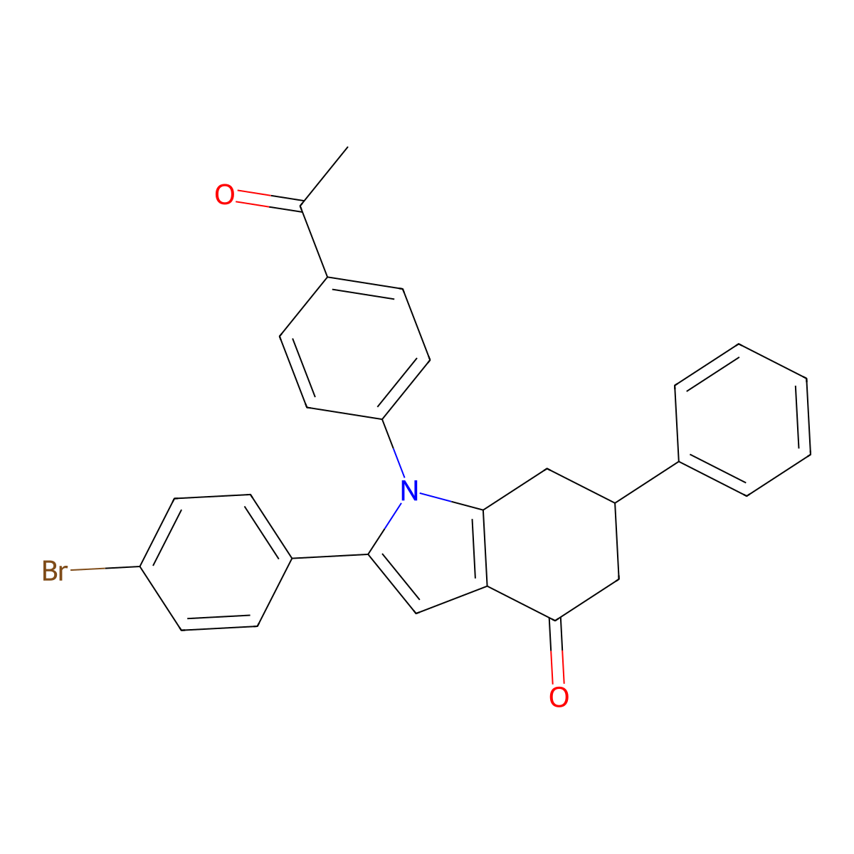 1-(4-acetylphenyl)-2-(4-bromophenyl)-6-phenyl-6,7-dihydro-5H-indol-4-one molecular structure, CAS 1023511-37-6