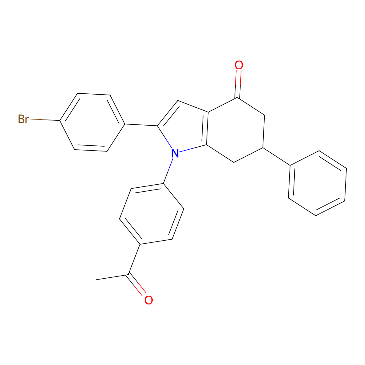 1-(4-acetylphenyl)-2-(4-bromophenyl)-6-phenyl-6,7-dihydro-5H-indol-4-one molecular structure, CAS 1023511-37-6