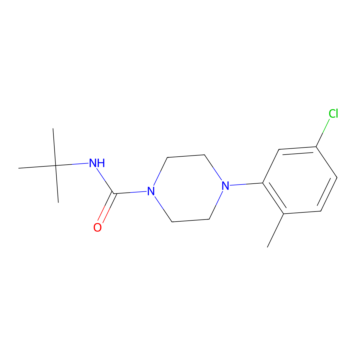 N-tert-butyl-4-(5-chloro-2-methylphenyl)piperazine-1-carboxamide molecular structure, CAS 1023515-09-4