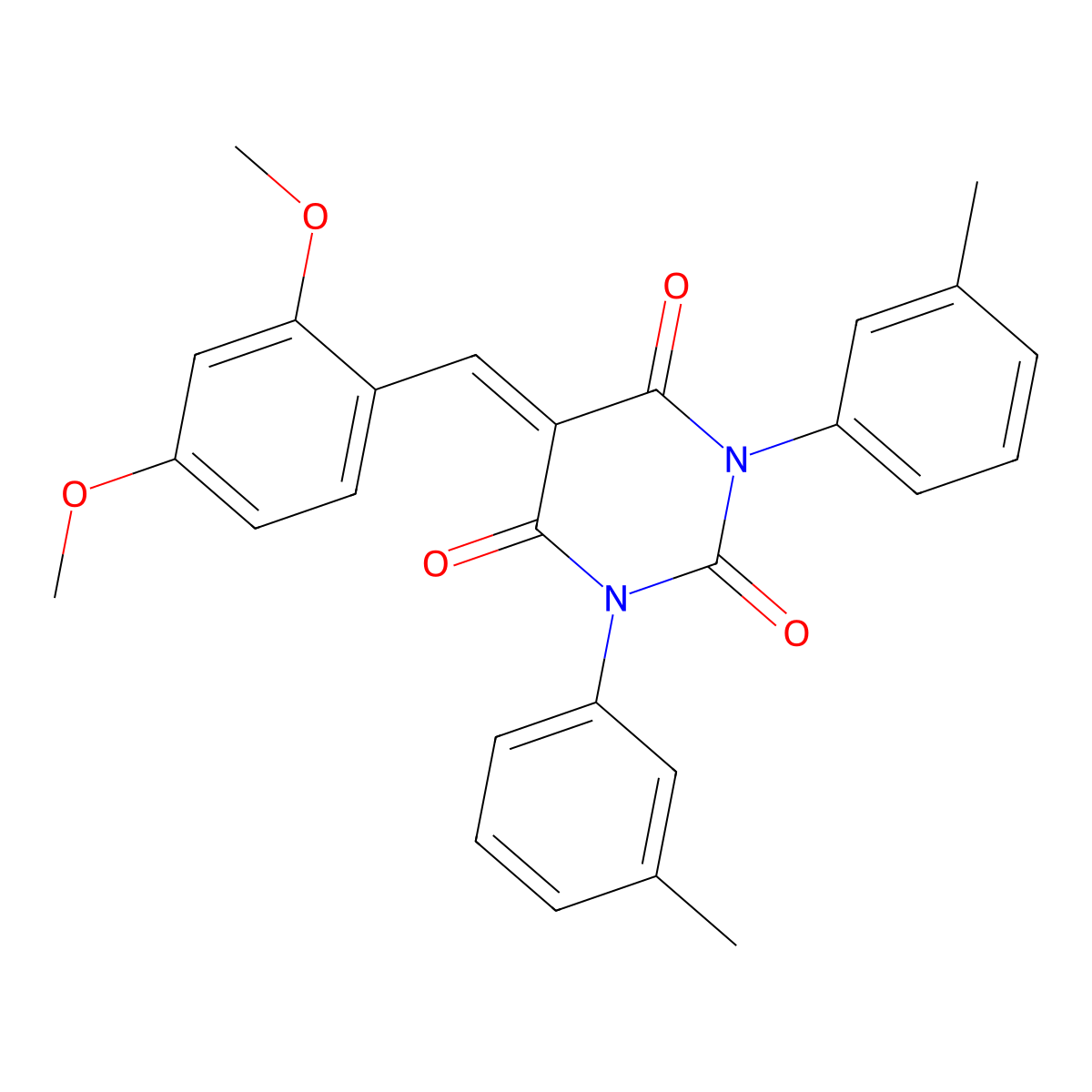 5-[(2,4-Dimethoxyphenyl)methylidene]-1,3-bis(3-methylphenyl)-1,3-diazinane-2,4,6-trione molecular structure, CAS 1023515-76-5