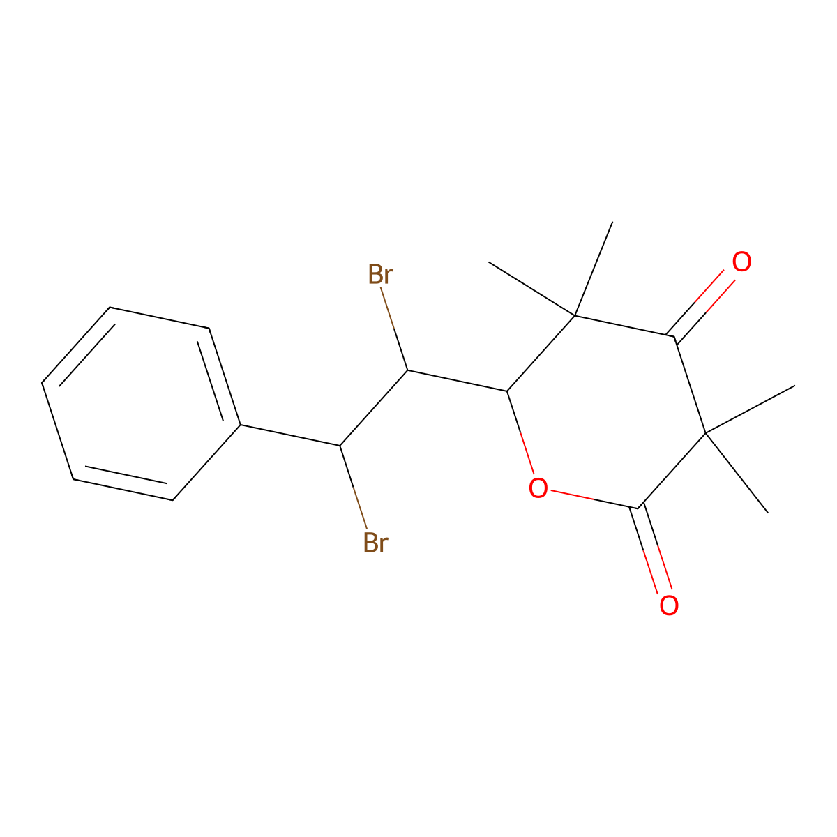 6-(1,2-dibromo-2-phenylethyl)-3,3,5,5-tetramethyldihydro-2H-pyran-2,4(3H)-dione molecular structure, CAS 1023516-27-9
