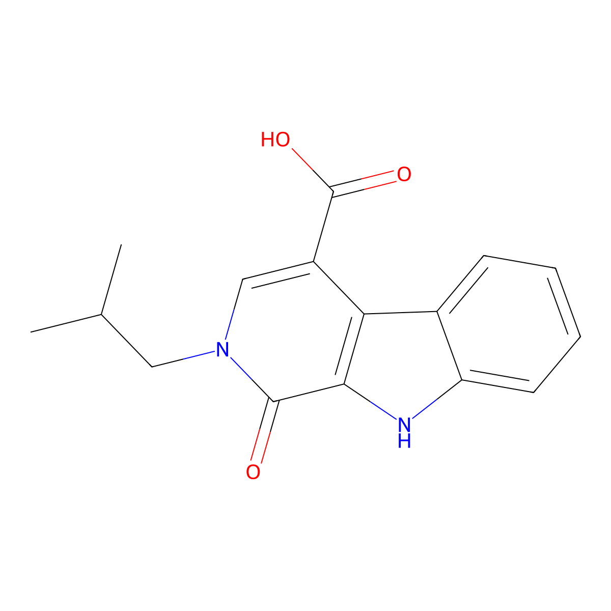 2-Isobutyl-1-oxo-2,9-dihydro-1H-pyrido[3,4-b]indole-4-carboxylic acid molecular structure, CAS 1023517-03-4