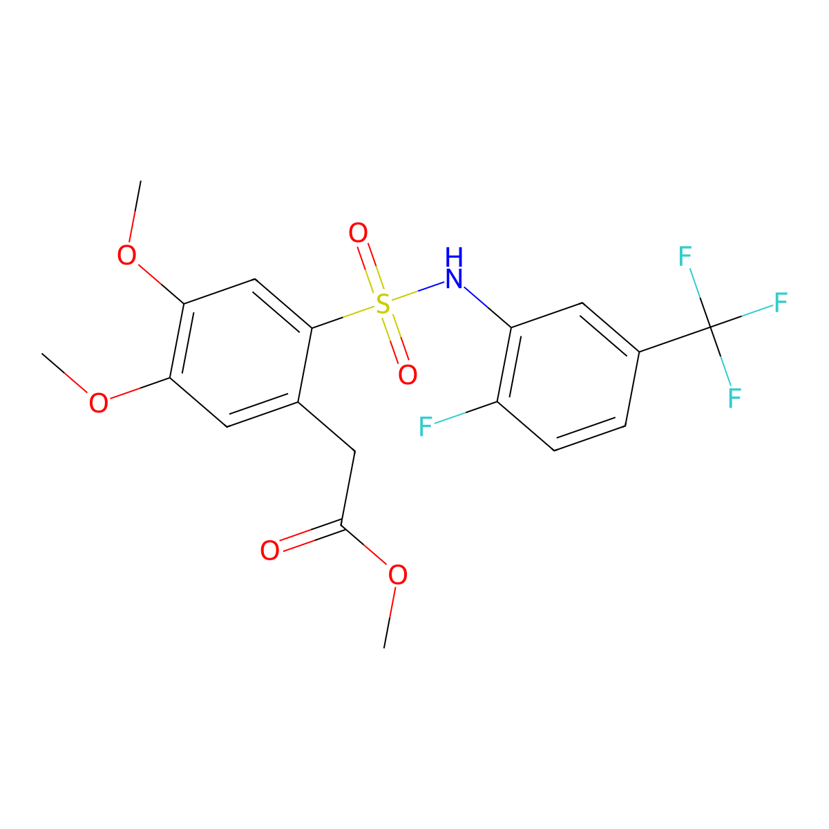 Methyl 2-(2-{[2-fluoro-5-(trifluoromethyl)phenyl]sulfamoyl}-4,5-dimethoxyphenyl)acetate molecular structure, CAS 1023518-38-8