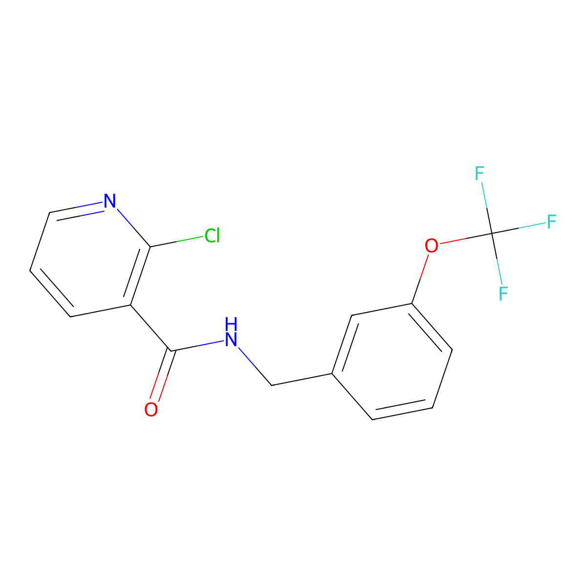 2-chloro-N-{[3-(trifluoromethoxy)phenyl]methyl}pyridine-3-carboxamide molecular structure, CAS 1023518-67-3