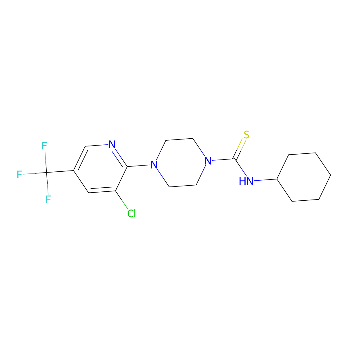 4-[3-chloro-5-(trifluoromethyl)pyridin-2-yl]-N-cyclohexylpiperazine-1-carbothioamide molecular structure, CAS 1023518-69-5
