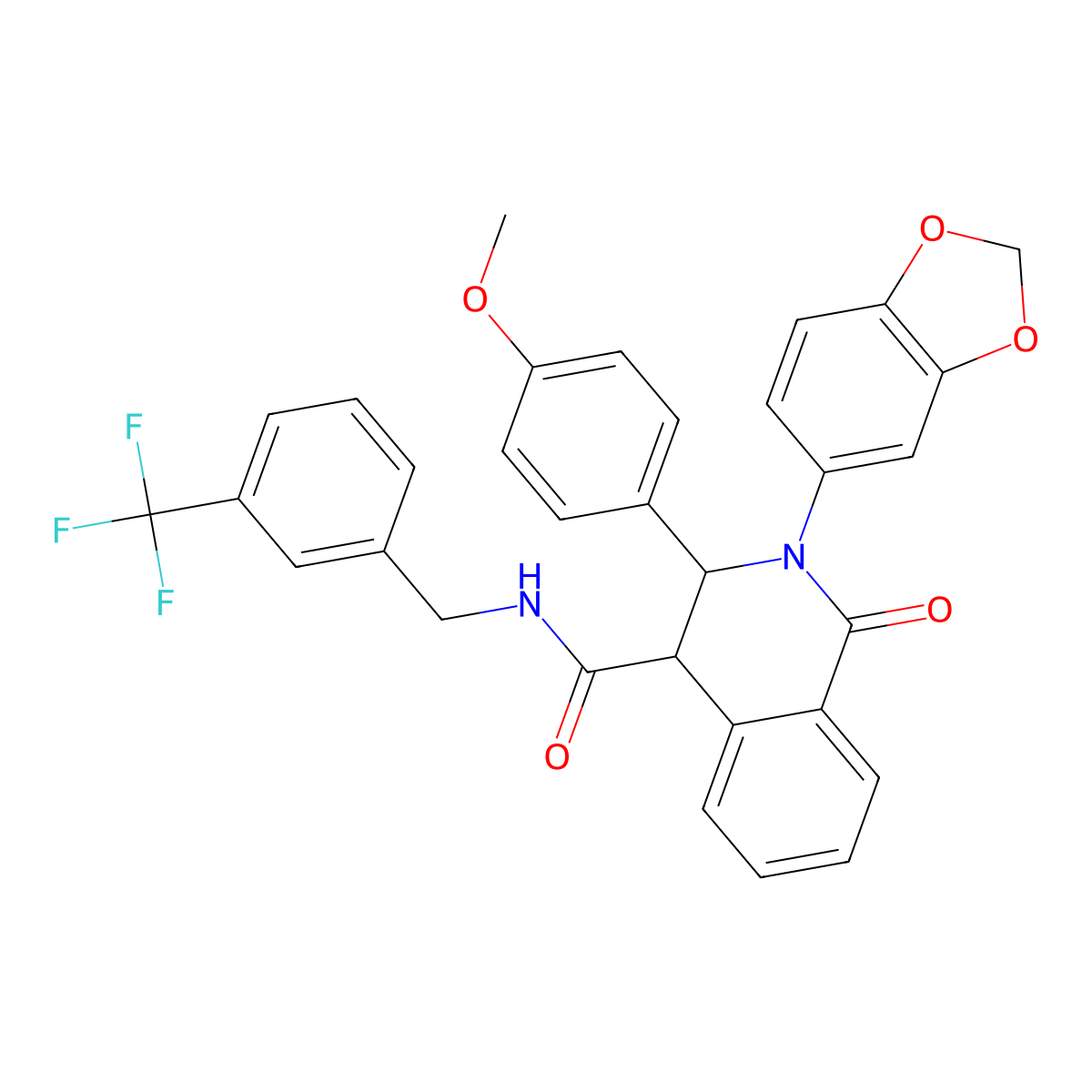 2-(1,3-benzodioxol-5-yl)-3-(4-methoxyphenyl)-1-oxo-N-[[3-(trifluoromethyl)phenyl]methyl]-3,4-dihydroisoquinoline-4-carboxamide molecular structure, CAS 1023518-73-1