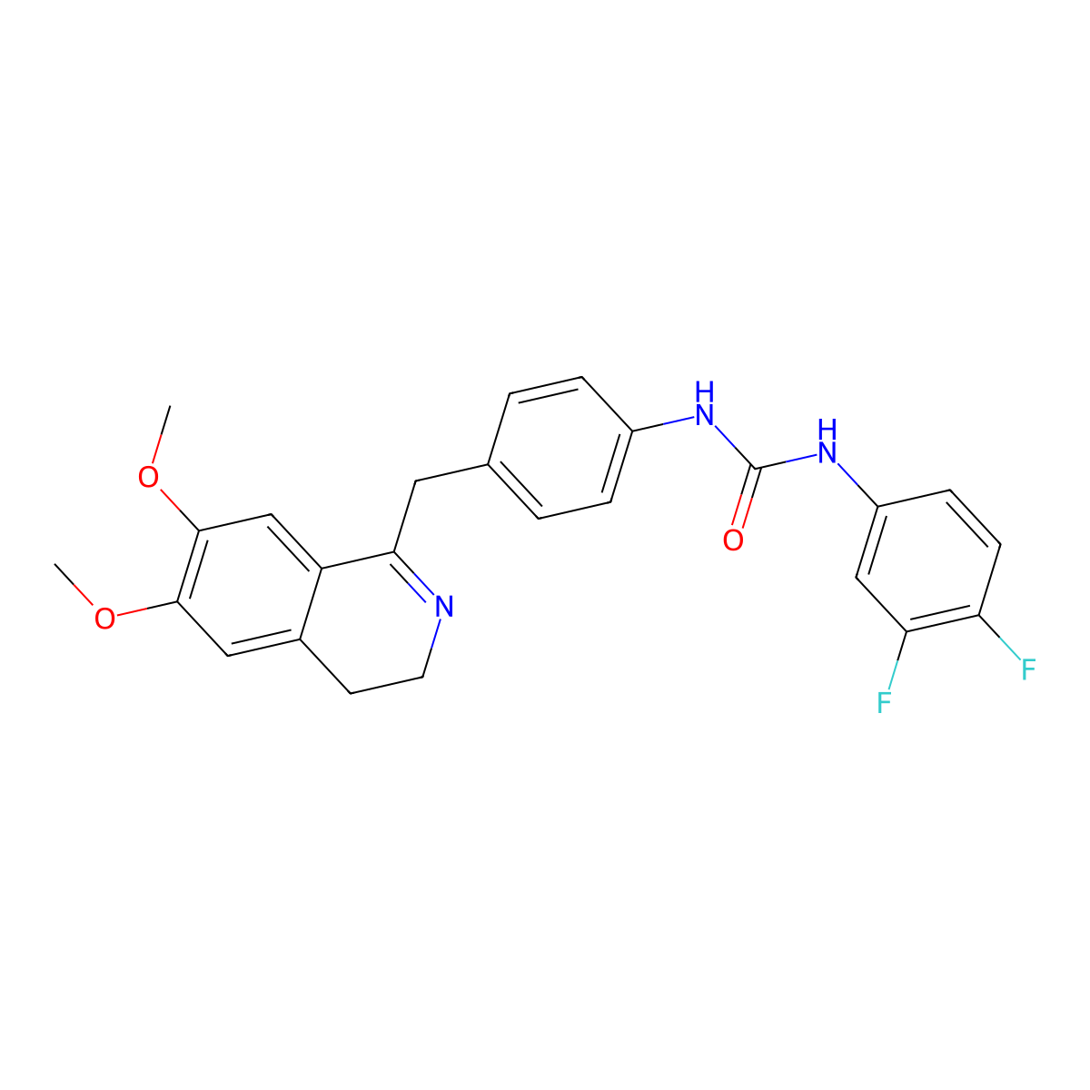1-(3,4-Difluorophenyl)-3-[4-[(6,7-dimethoxy-3,4-dihydroisoquinolin-1-yl)methyl]phenyl]urea molecular structure, CAS 1023522-48-6
