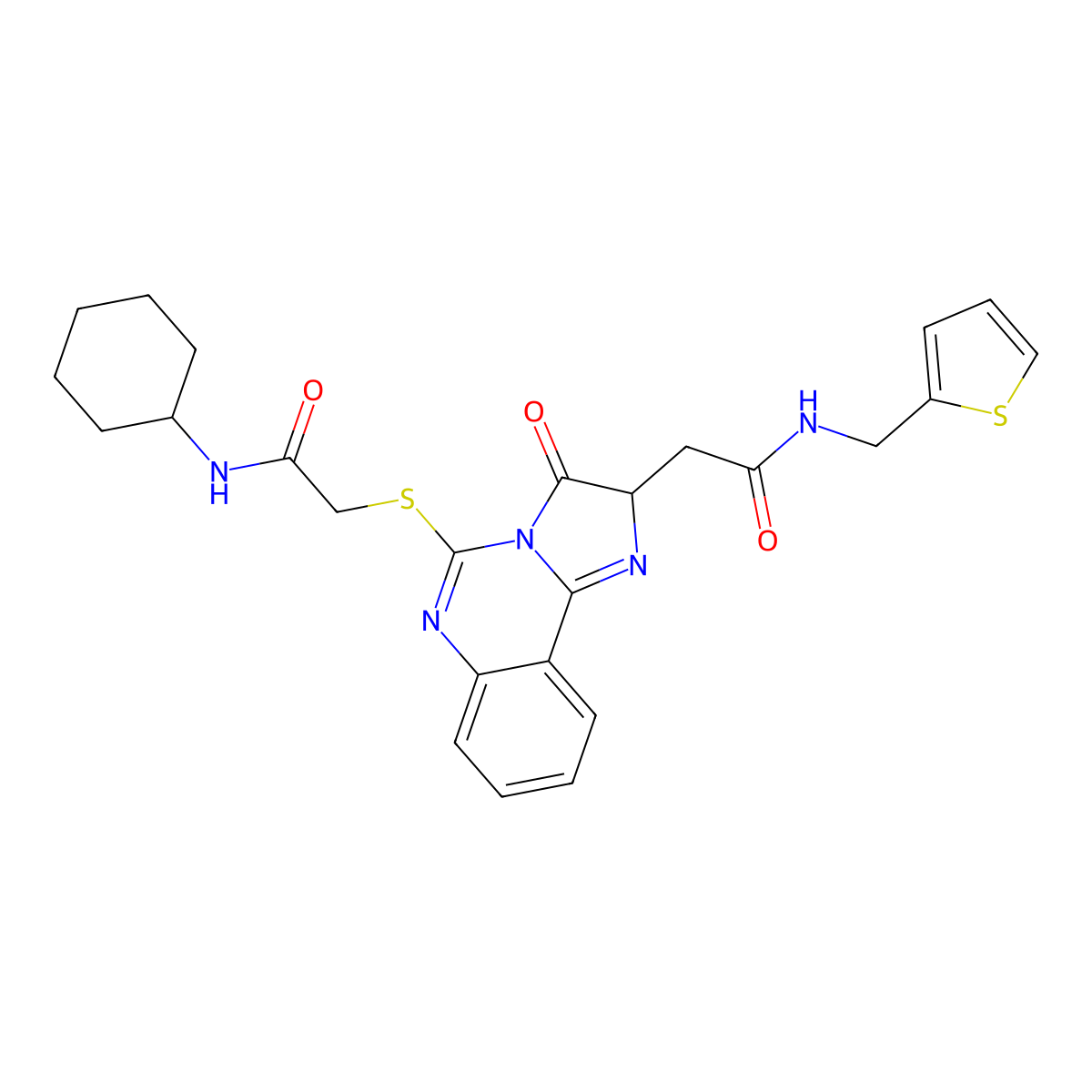 2-[5-[2-(cyclohexylamino)-2-oxoethyl]sulfanyl-3-oxo-2H-imidazo[1,2-c]quinazolin-2-yl]-N-(thiophen-2-ylmethyl)acetamide molecular structure, CAS 1023524-39-1