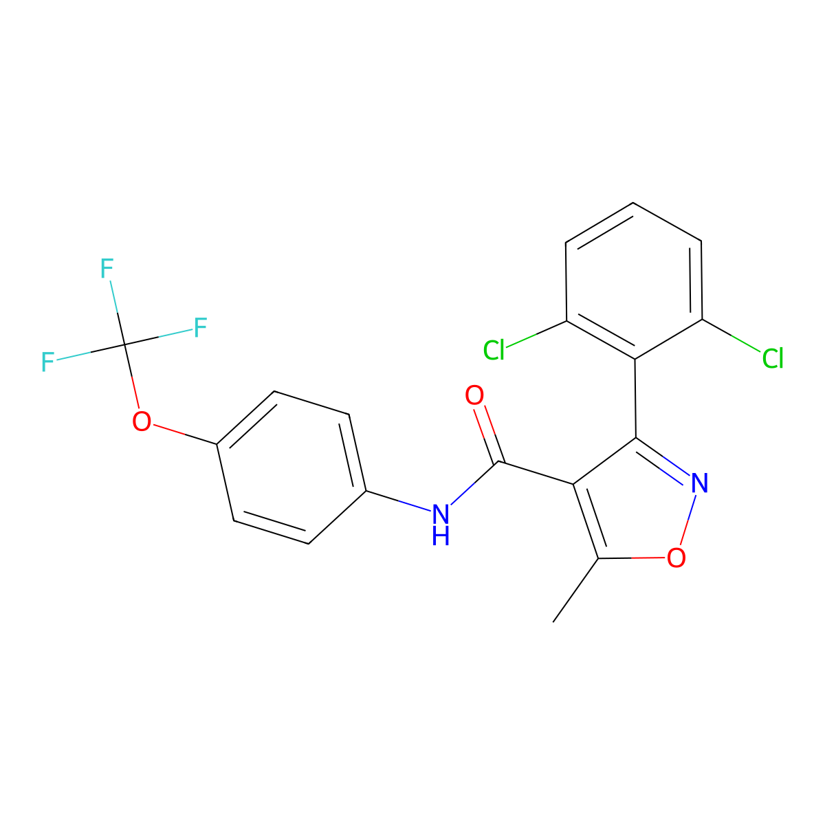 3-(2,6-dichlorophenyl)-5-methyl-N-[4-(trifluoromethoxy)phenyl]-1,2-oxazole-4-carboxamide molecular structure, CAS 1023524-40-4