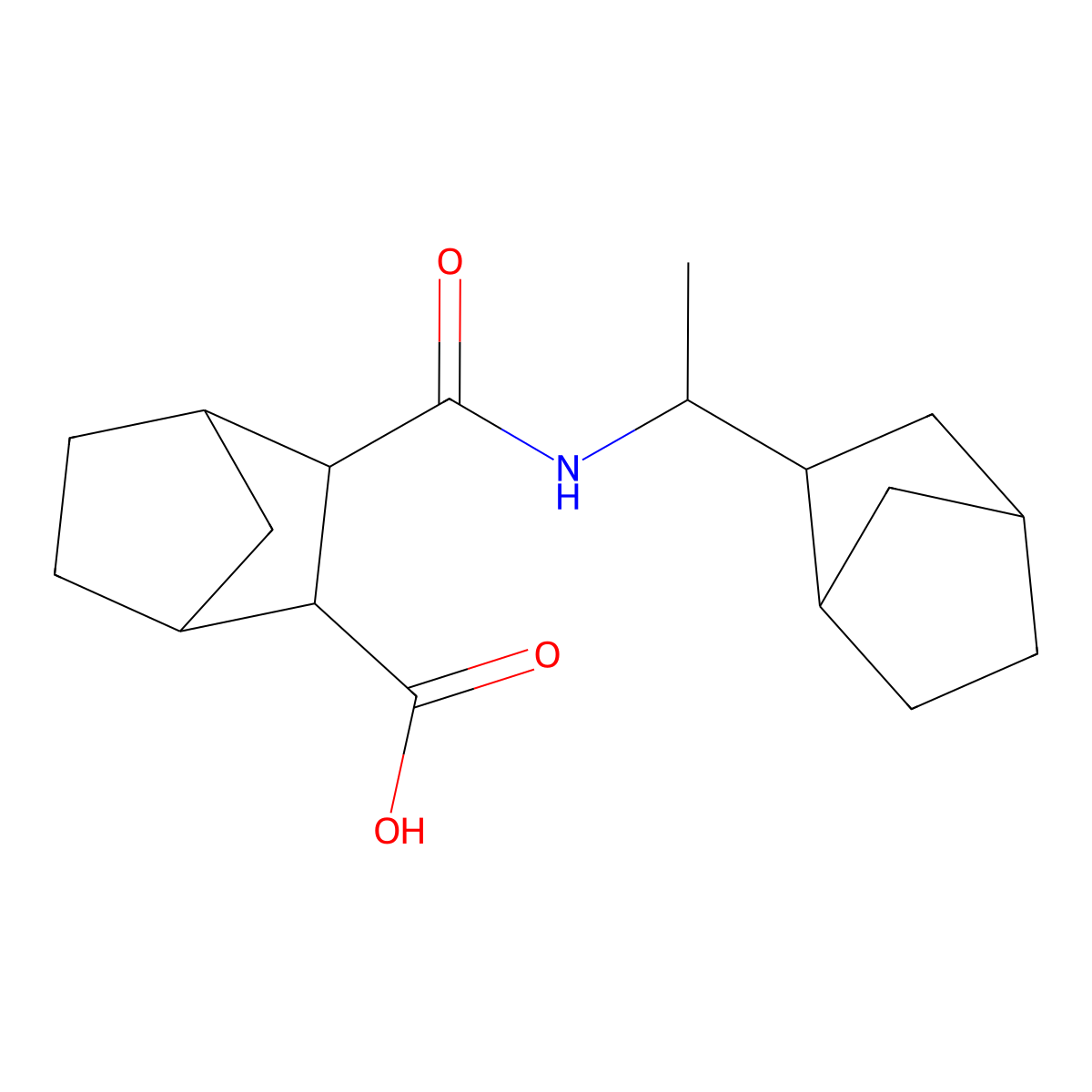 3-{[1-(Bicyclo[2.2.1]hept-2-yl)ethyl]carbamoyl}bicyclo[2.2.1]heptane-2-carboxylic acid molecular structure, CAS 1023526-08-0