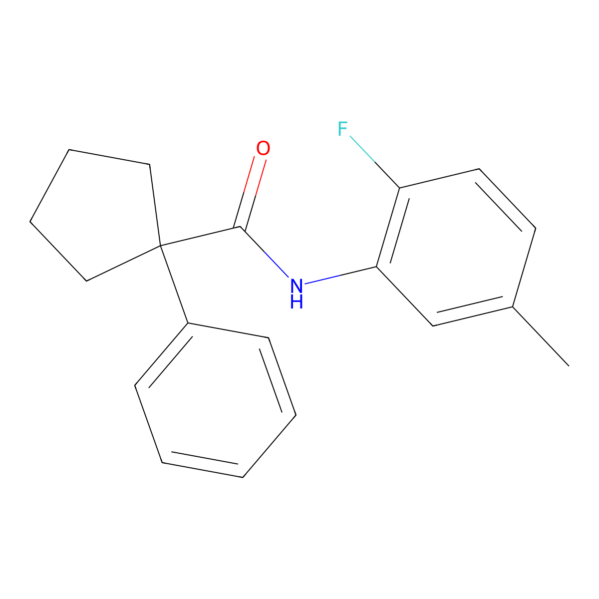 N-(2-fluoro-5-methylphenyl)-1-phenylcyclopentane-1-carboxamide molecular structure, CAS 1023526-17-1