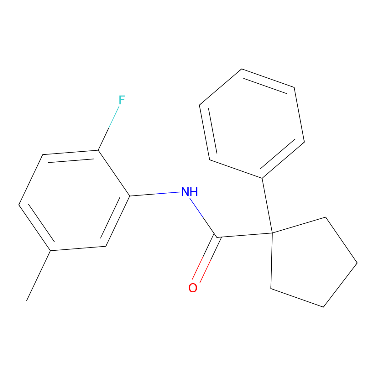 N-(2-fluoro-5-methylphenyl)-1-phenylcyclopentane-1-carboxamide molecular structure, CAS 1023526-17-1