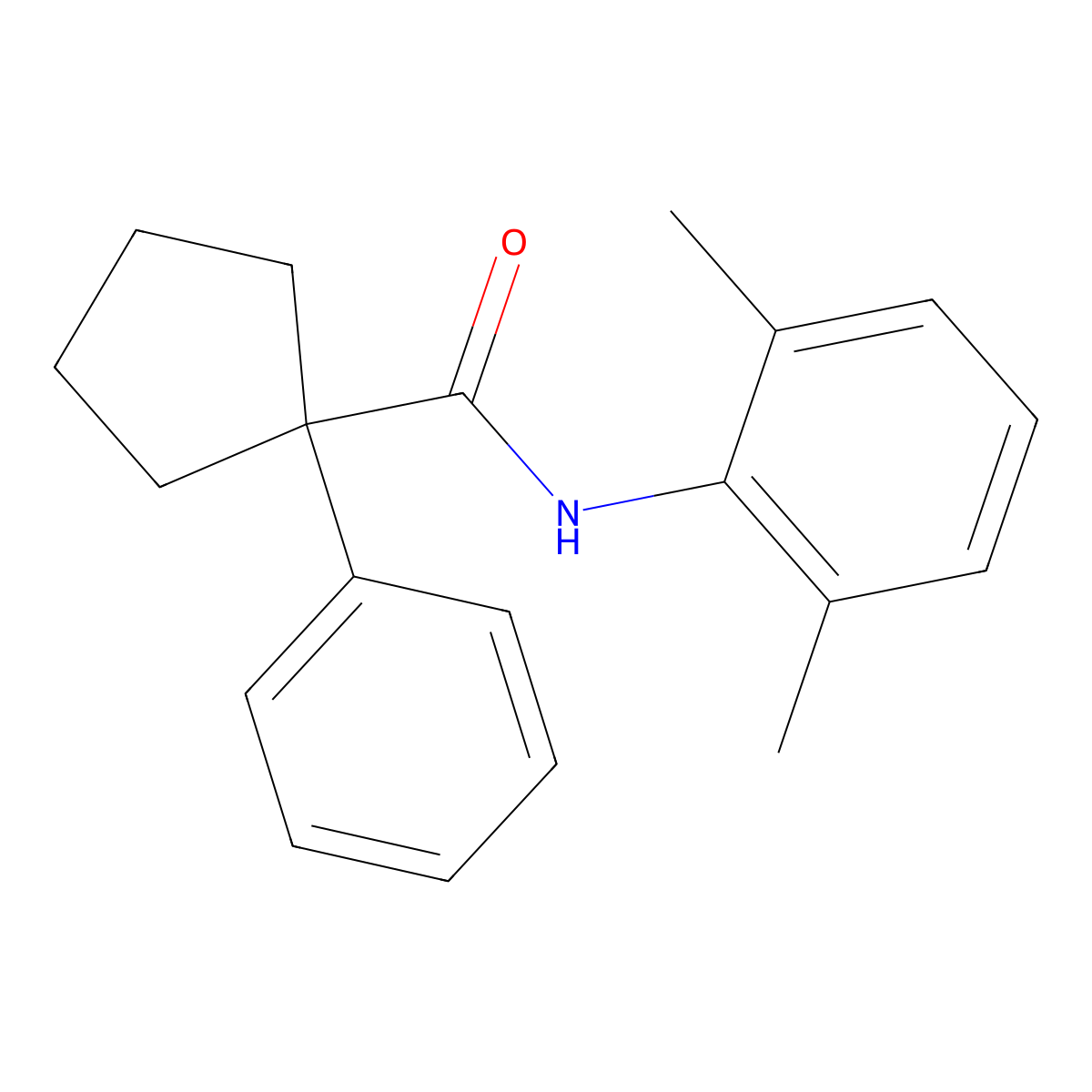 N-(2,6-dimethylphenyl)-1-phenylcyclopentane-1-carboxamide molecular structure, CAS 1023526-45-5