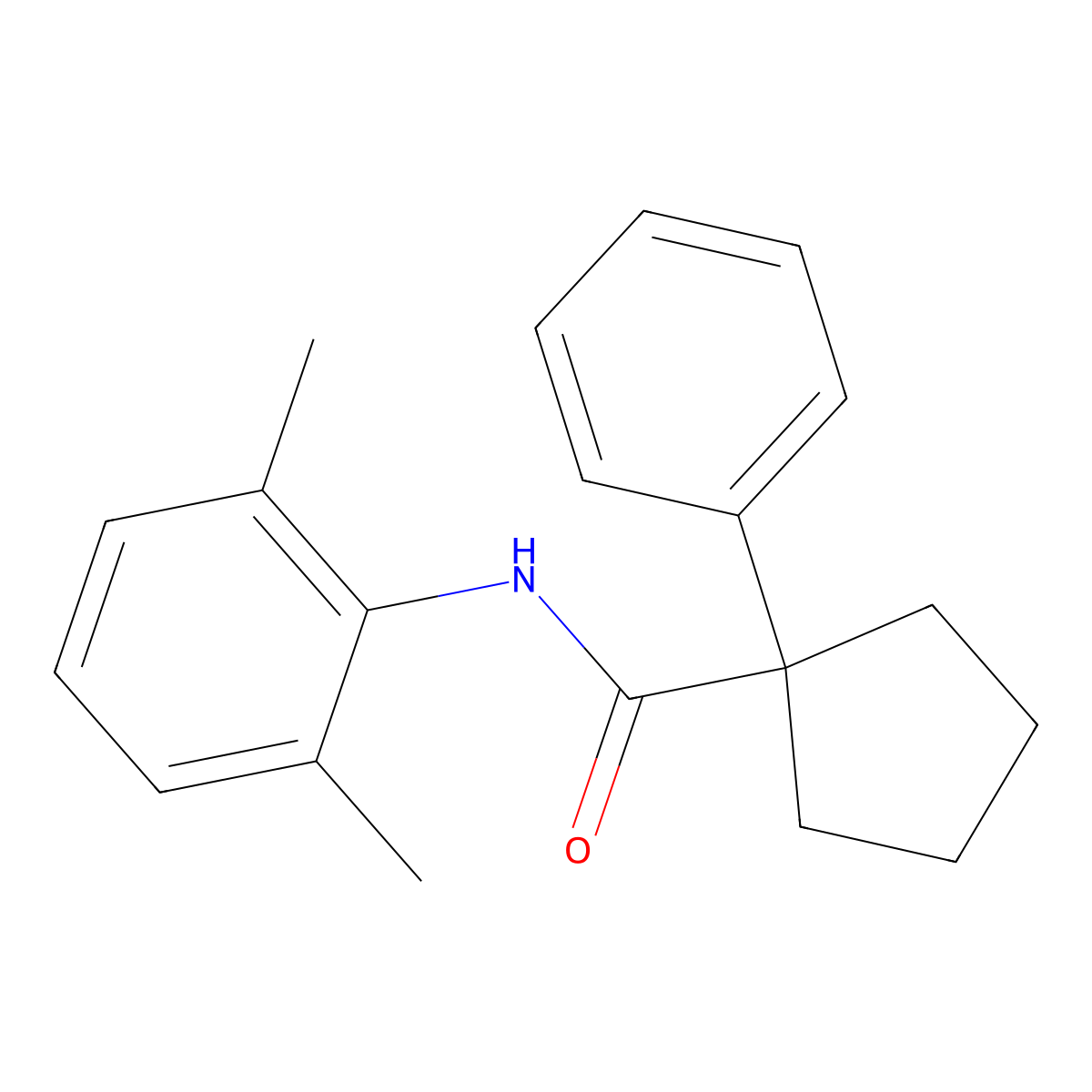 N-(2,6-dimethylphenyl)-1-phenylcyclopentane-1-carboxamide molecular structure, CAS 1023526-45-5