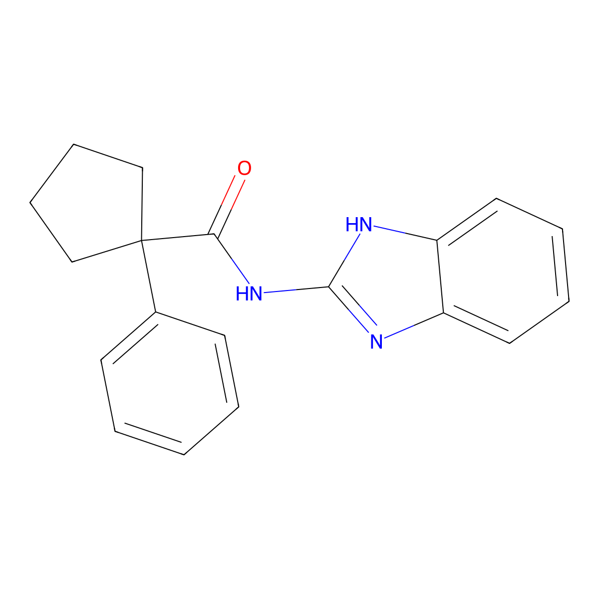 N-(1H-benzimidazol-2-yl)-1-phenylcyclopentane-1-carboxamide molecular structure, CAS 1023527-40-3