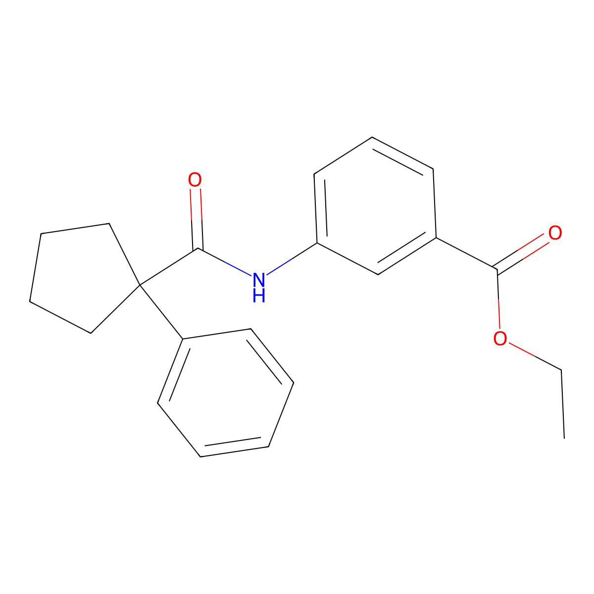 Ethyl 3-((phenylcyclopentyl)carbonylamino)benzoate molecular structure, CAS 1023528-09-7