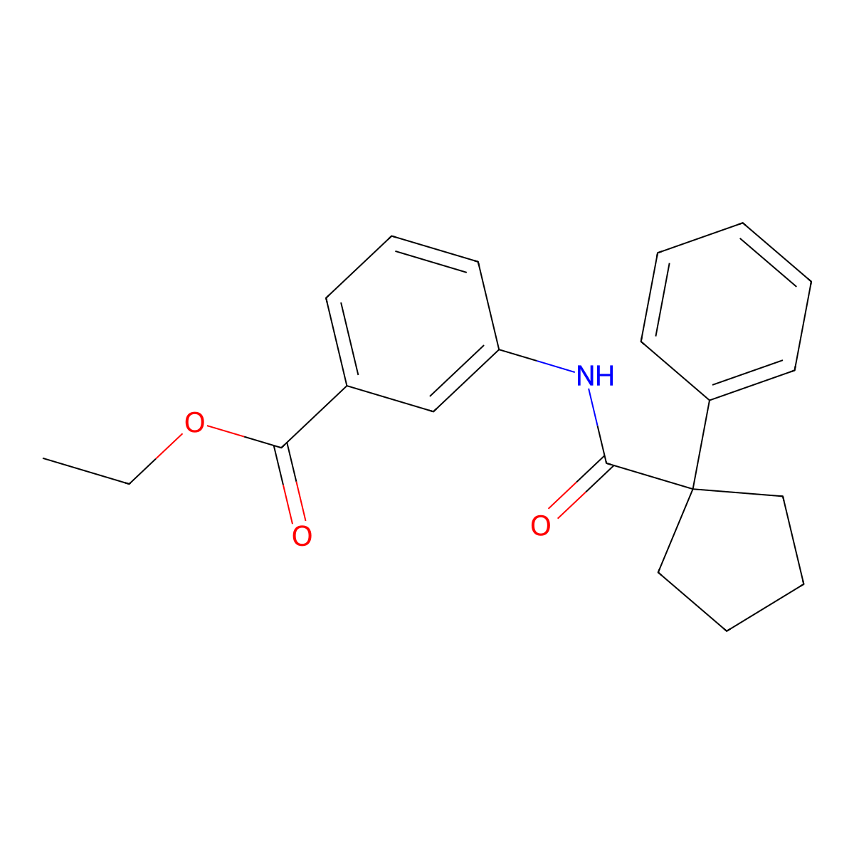 Ethyl 3-((phenylcyclopentyl)carbonylamino)benzoate molecular structure, CAS 1023528-09-7