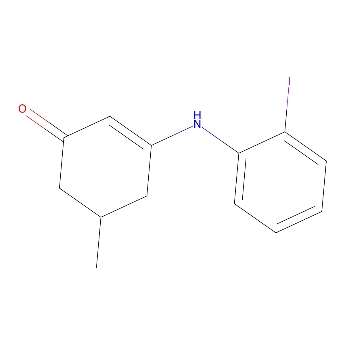 3-((2-Iodophenyl)amino)-5-methylcyclohex-2-EN-1-one molecular structure, CAS 1023528-61-1