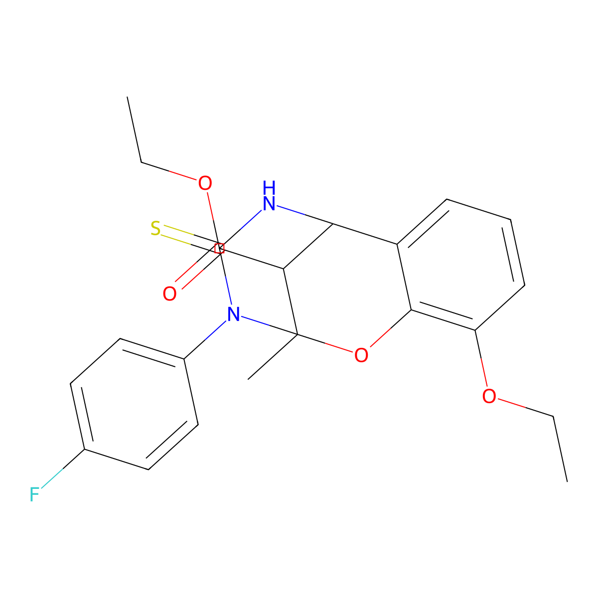 ethyl 10-ethoxy-3-(4-fluorophenyl)-2-methyl-4-thioxo-3,4,5,6-tetrahydro-2H-2,6-methano-1,3,5-benzoxadiazocine-11-carboxylate molecular structure, CAS 1023529-39-6