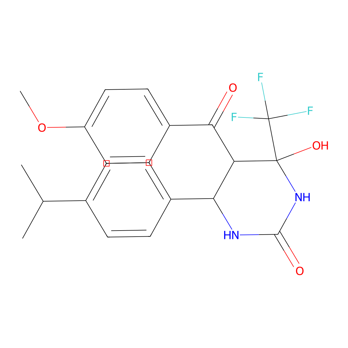 4-hydroxy-6-(4-isopropylphenyl)-5-(4-methoxybenzoyl)-4-(trifluoromethyl)tetrahydro-2(1H)-pyrimidinone molecular structure, CAS 1023531-57-8