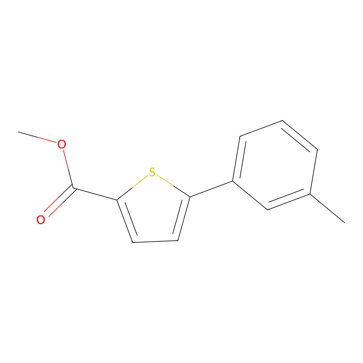 Methyl 5-(3-methylphenyl)-2-thiophenecarboxylate molecular structure, CAS 1023531-72-7