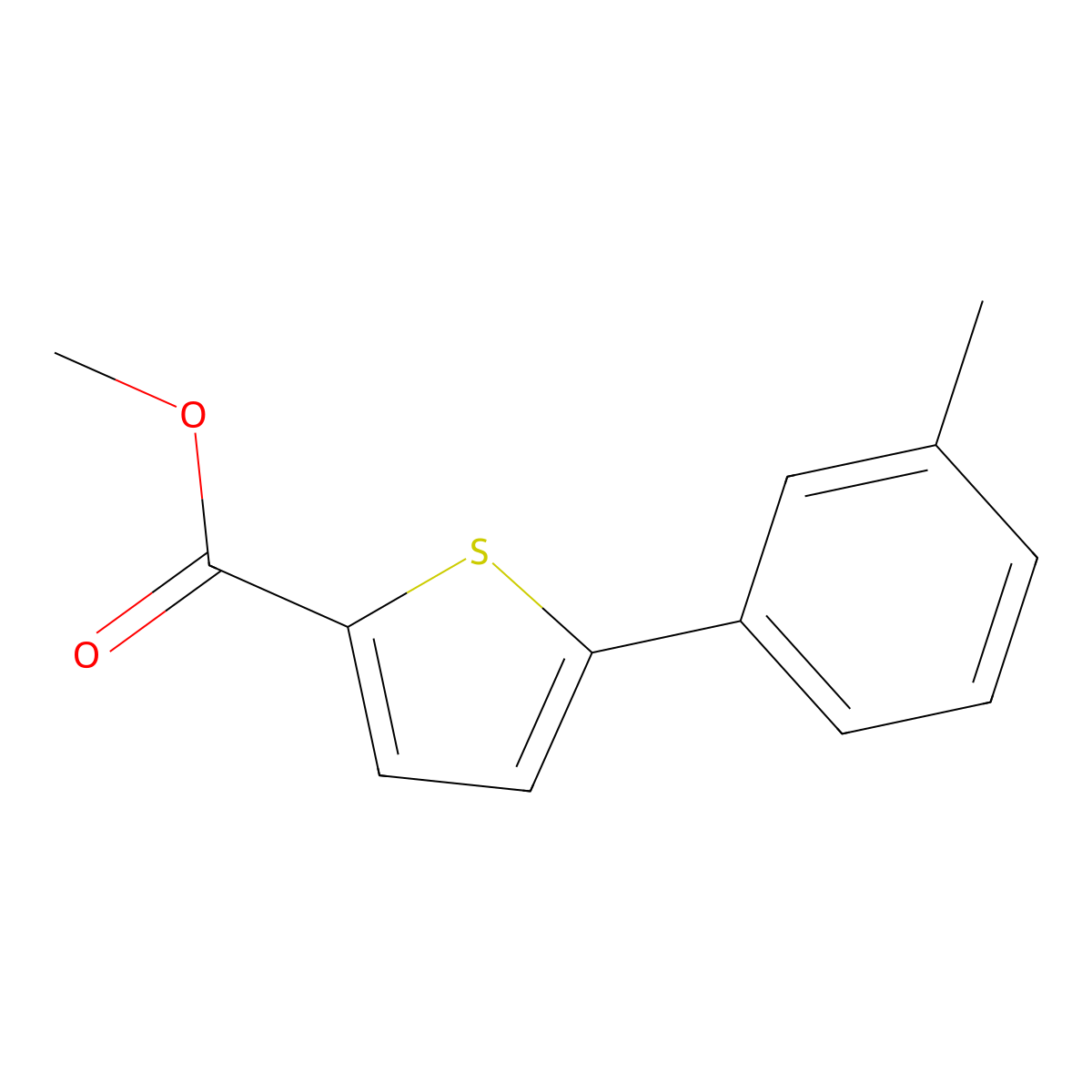 Methyl 5-(3-methylphenyl)-2-thiophenecarboxylate molecular structure, CAS 1023531-72-7