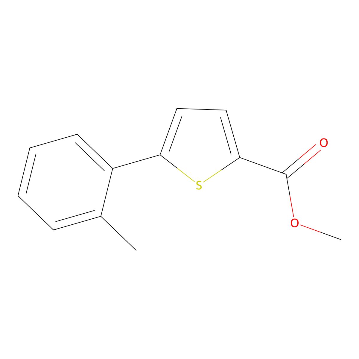 Methyl 5-(2-methylphenyl)-2-thiophenecarboxylate molecular structure, CAS 1023531-74-9