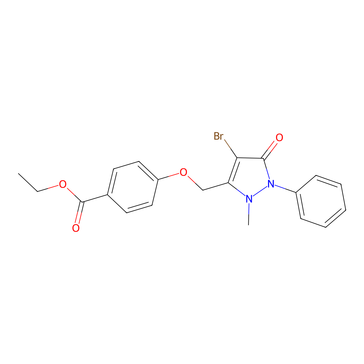 Ethyl 4-((4-bromo-2-methyl-5-oxo-1-phenyl-3-pyrazolin-3-YL)methoxy)benzoate molecular structure, CAS 1023531-82-9
