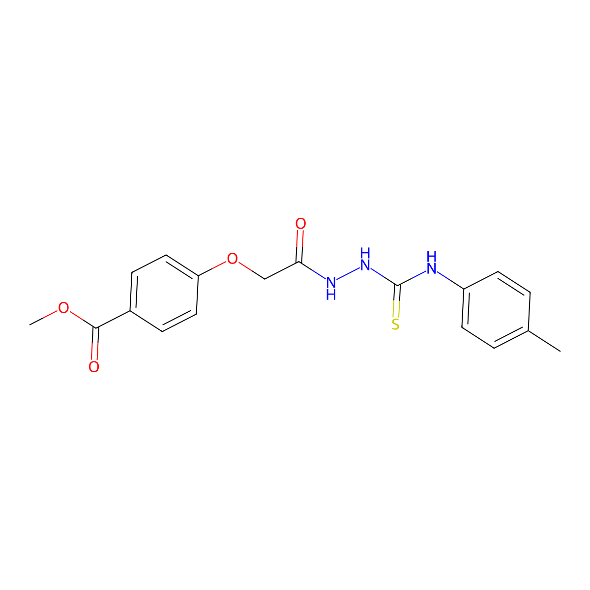 Methyl 4-((N-((((4-methylphenyl)amino)thioxomethyl)amino)carbamoyl)methoxy)benzoate molecular structure, CAS 1023532-72-0