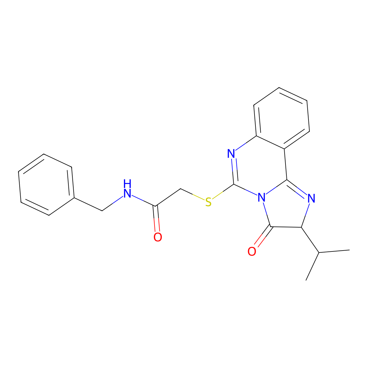 N-benzyl-2-{[3-oxo-2-(propan-2-yl)-2H,3H-imidazo[1,2-c]quinazolin-5-yl]sulfanyl}acetamide molecular structure, CAS 1023533-02-9