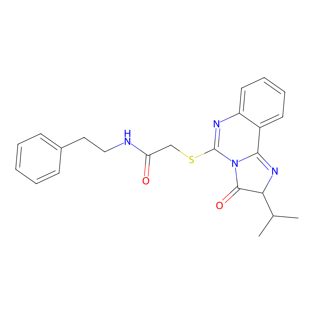 2-{[3-oxo-2-(propan-2-yl)-2H,3H-imidazo[1,2-c]quinazolin-5-yl]sulfanyl}-N-(2-phenylethyl)acetamide molecular structure, CAS 1023533-17-6