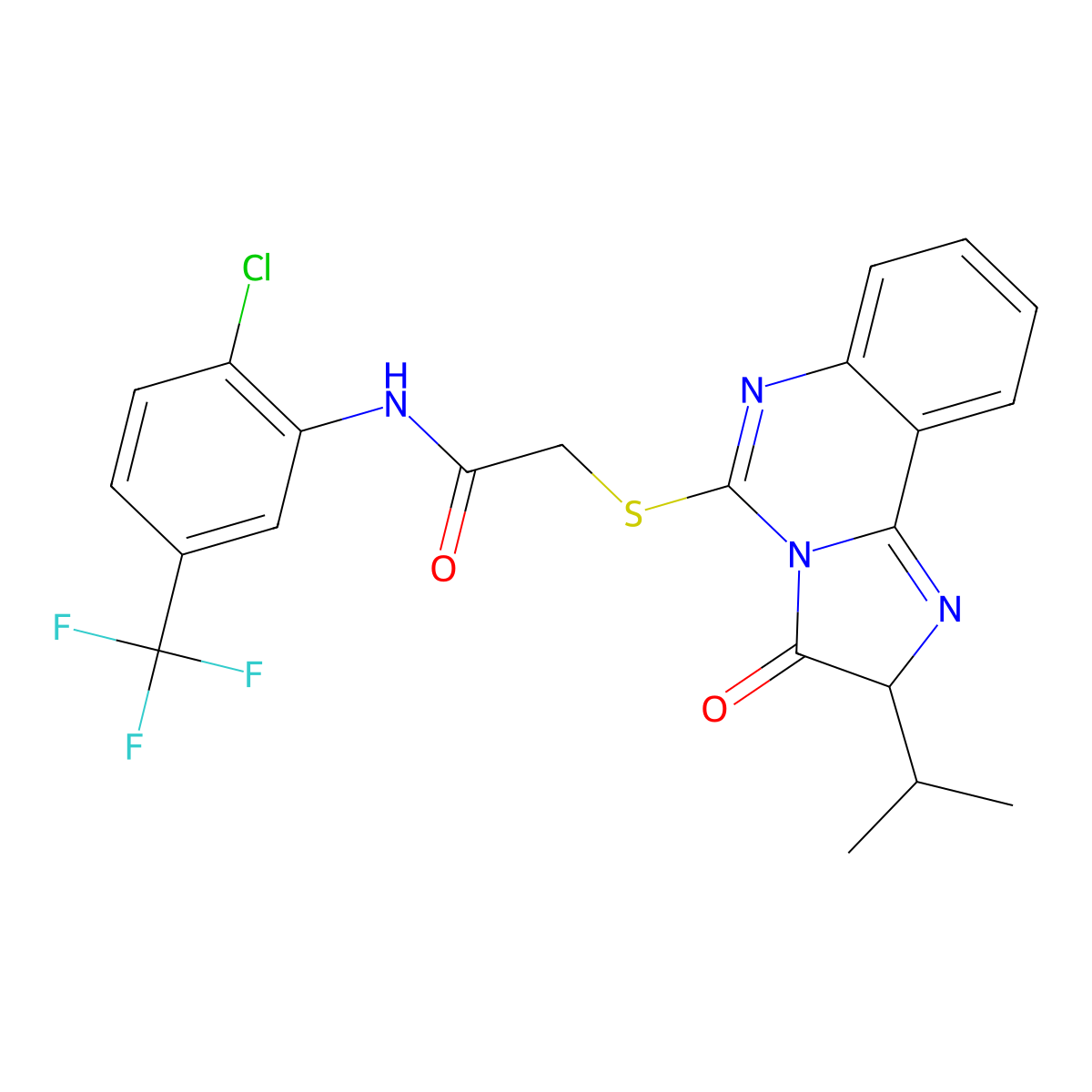 N-[2-chloro-5-(trifluoromethyl)phenyl]-2-{[3-oxo-2-(propan-2-yl)-2H,3H-imidazo[1,2-c]quinazolin-5-yl]sulfanyl}acetamide molecular structure, CAS 1023533-21-2
