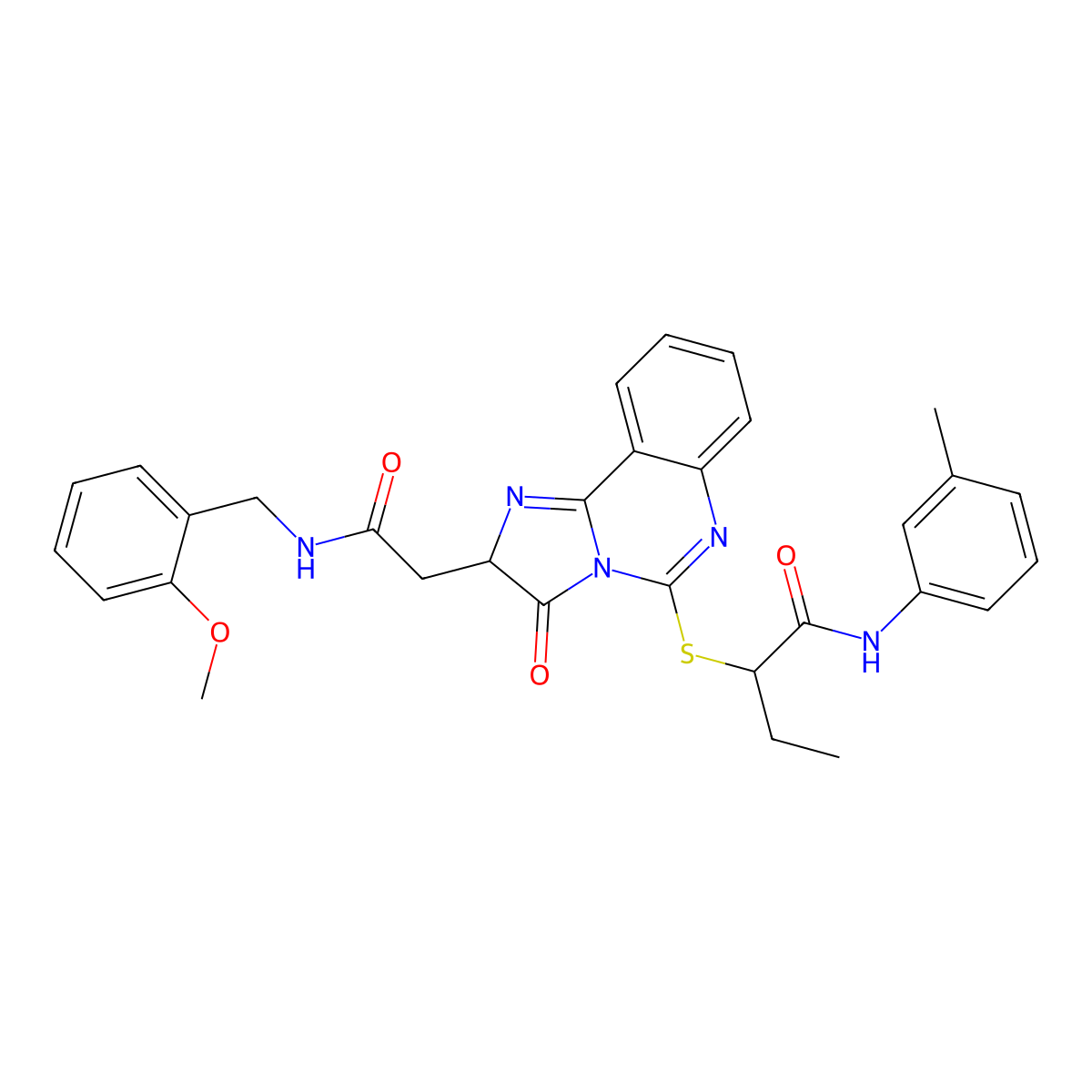 2-[[2-[2-[(2-methoxyphenyl)methylamino]-2-oxoethyl]-3-oxo-2H-imidazo[1,2-c]quinazolin-5-yl]sulfanyl]-N-(3-methylphenyl)butanamide molecular structure, CAS 1023534-83-9