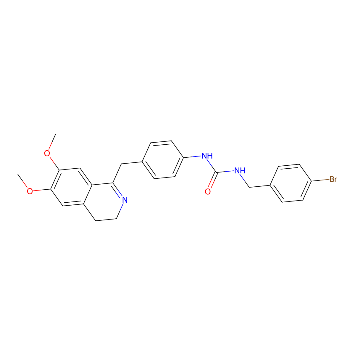 1-[(4-Bromophenyl)methyl]-3-[4-[(6,7-dimethoxy-3,4-dihydroisoquinolin-1-yl)methyl]phenyl]urea molecular structure, CAS 1023534-91-9