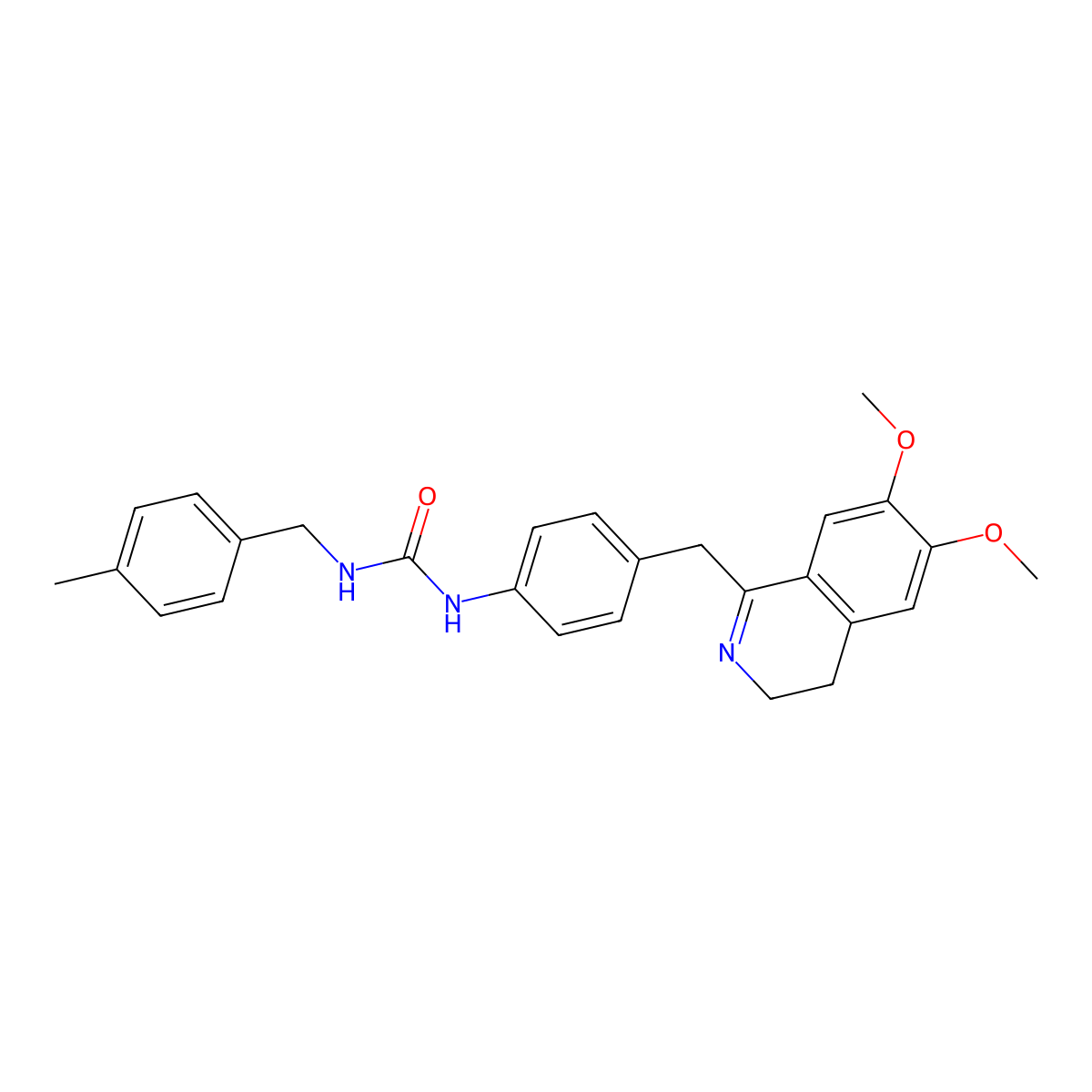 1-[4-[(6,7-Dimethoxy-3,4-dihydroisoquinolin-1-yl)methyl]phenyl]-3-[(4-methylphenyl)methyl]urea molecular structure, CAS 1023535-75-2